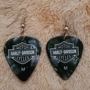 Harley Davidson Guitar Pick Earrings
